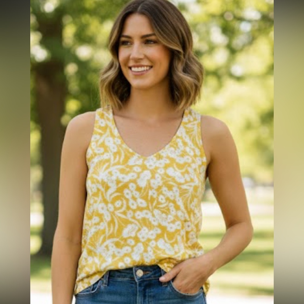 Boden Floral Yellow and White Women's Top